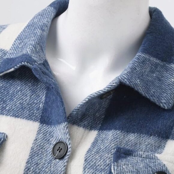 Womens Fall Jackets Plaid Casual Shackets Long Sleeve Button Down Fashion - Picture 10 of 16